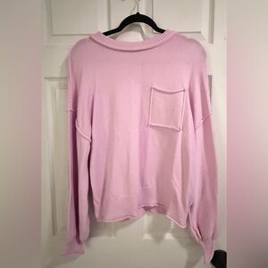 Roll Hem Ribbed Detail Drop Shoulder Sweater